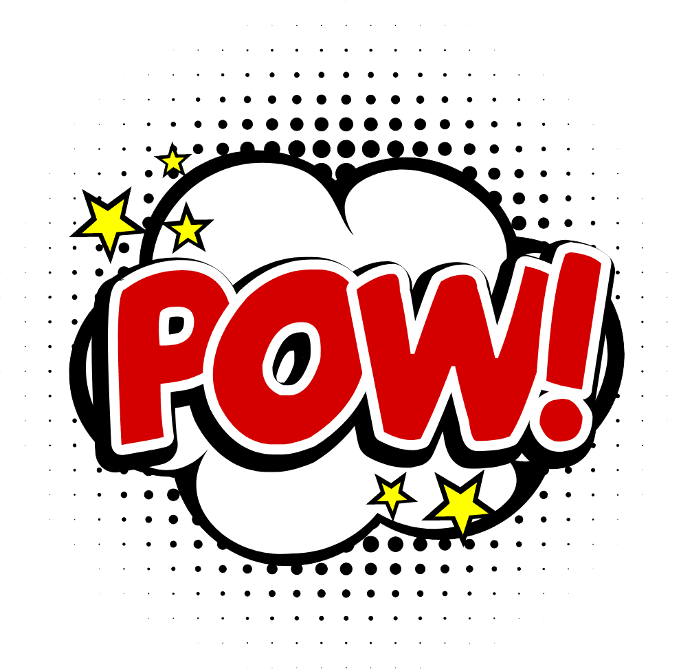 A pop art style image of the word pow